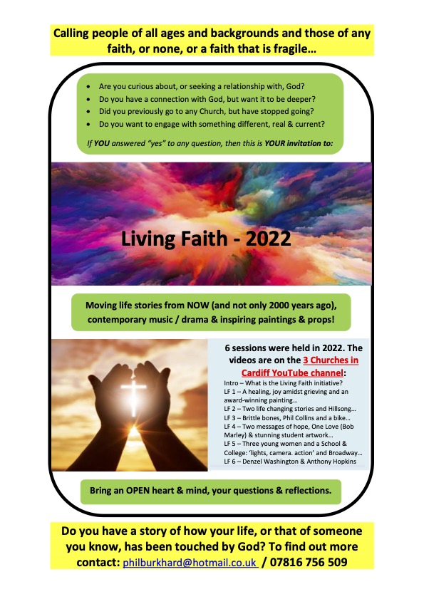 Flyer with details of Living Faith videos from 2022