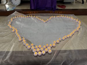 Heart of tea-light candles